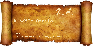 Kupás Attila névjegykártya